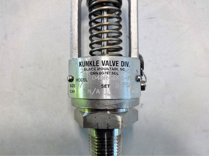 Kunkle 1/2" NPT Stainless Steel Pressure Relief Valve 040R-C01-PE