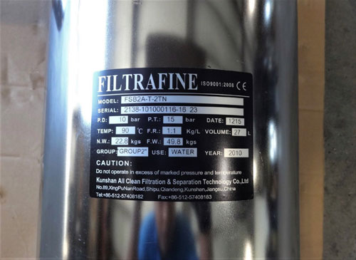 Filtrafine Bag Filter Housing FSB2A-T-2TN