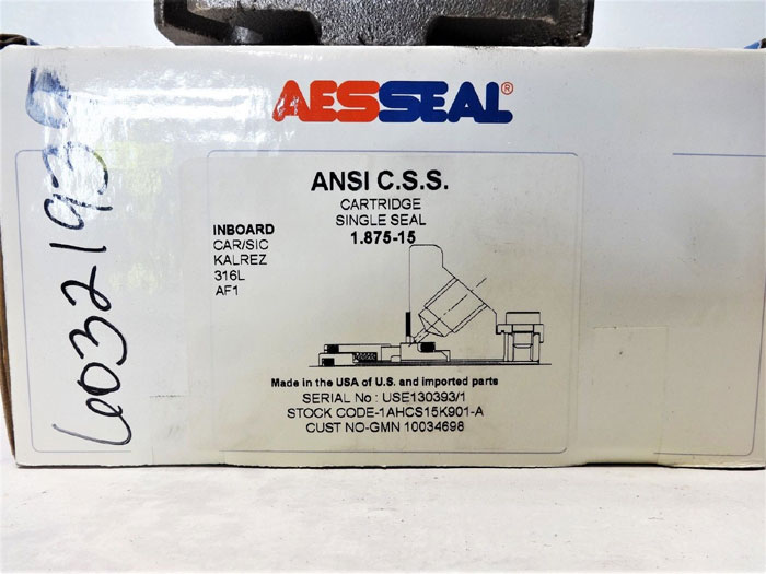 Aesseal Single Mechanical Seal Cartridge 1.875"-15, 316L, Kalrez, 1AHCS15K901-A