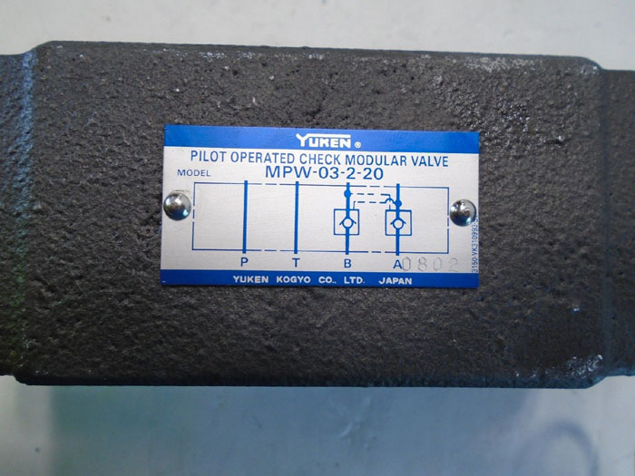 Yuken Pilot Operated Check Modular Valve MPW-03-2-20