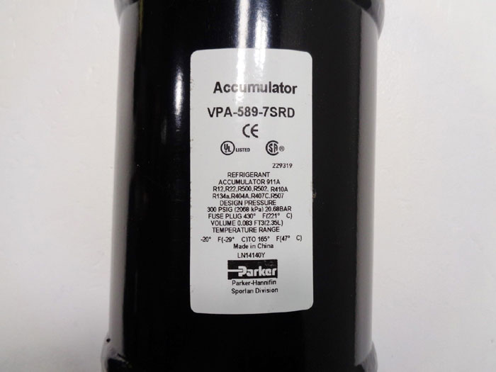 Lot of (2) Parker Refrigerant Accumulator VPA-589-7SRD