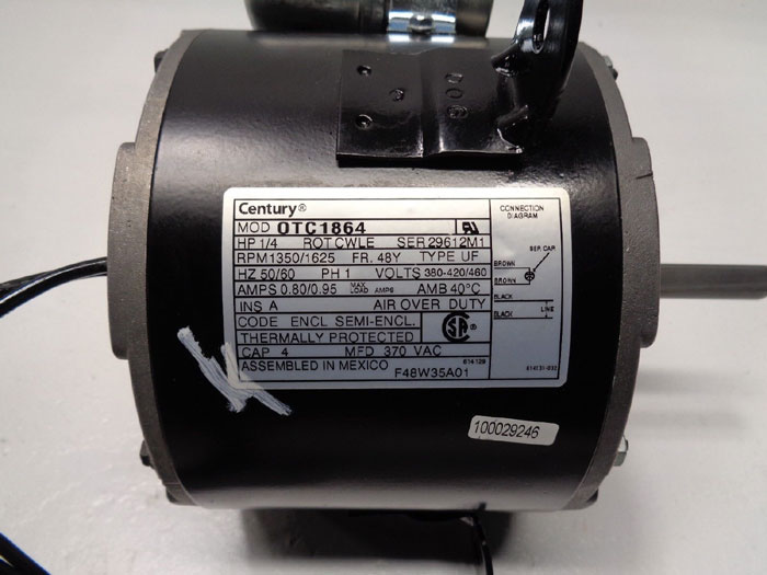 Century Motors, OTC1864, 1/4 HP, 1350/1625 RPM, 380-420/460V, Phase 1