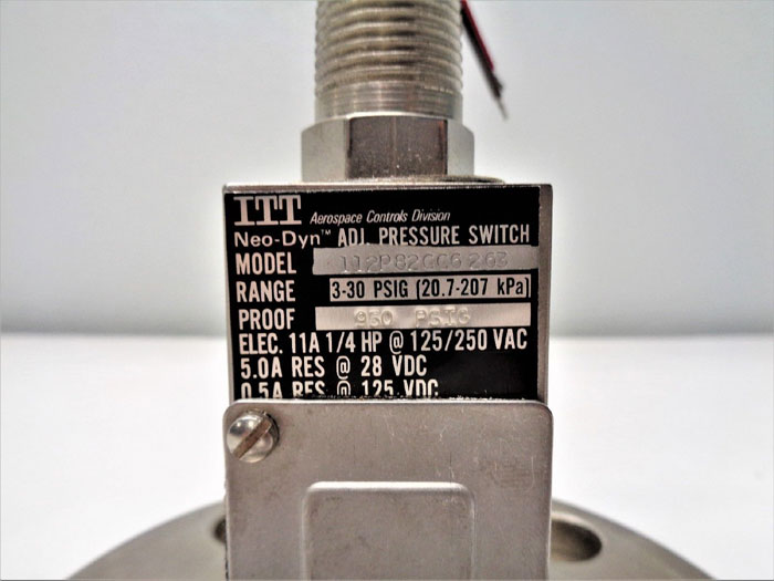 ITT Neo-Dyn Adjustable Pressure Switch, 112P82CC6263, 3-30 PSIG, 950 PSIG Proof