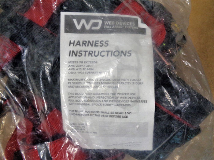 Web Devices XXL Full Body Safety Harness, 310lb Max, Poly, H535XXL *Lot of (2)*