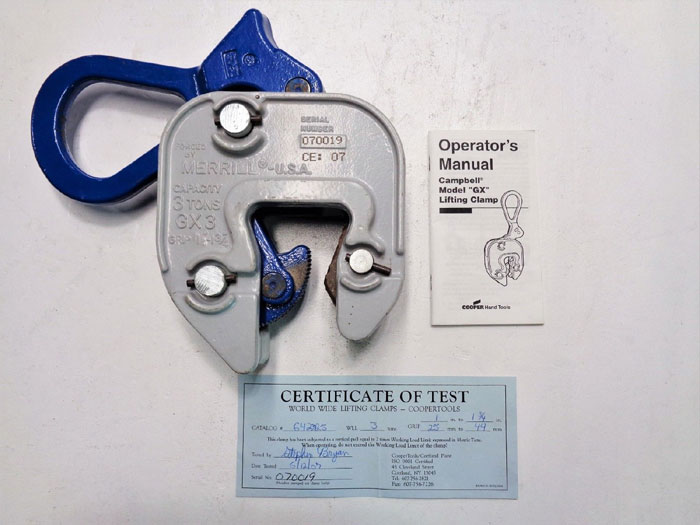 Cooper Campbell Merrill GX3 Lifting Clamp, 3 Ton Capacity