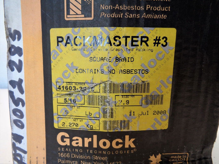 Garlock 5/16" Packmaster #3 Graphite Square Braid Compression Packing, 5lb, PM-3