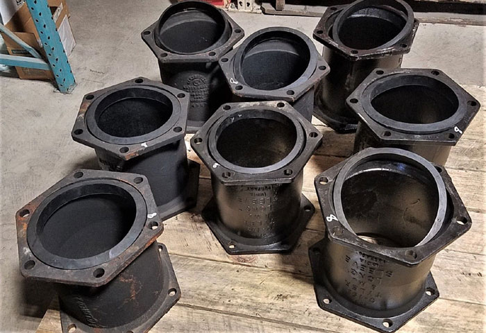 Lot of (8) C-153 Mechanical Joint Solid Sleeve Long, 8" x 12", Ductile Iron