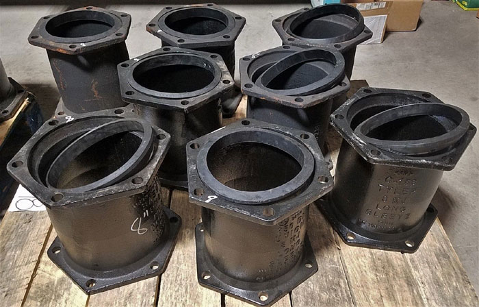 Lot of (8) C-153 Mechanical Joint Solid Sleeve Long, 8" x 12", Ductile Iron