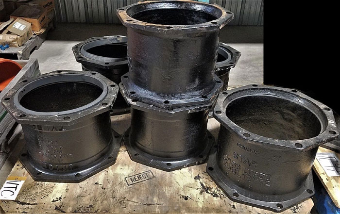 Lot of (8) C-153 Mechanical Joint Solid Sleeve Long, 12" x 12", Ductile Iron
