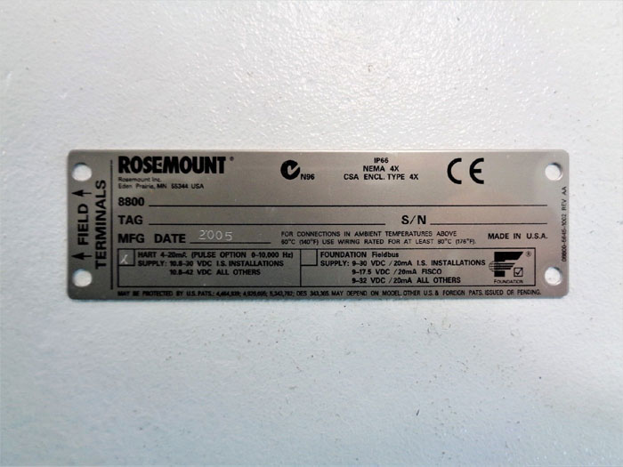 Rosemount 8800 Vortex Flow Transmitter 8800CW030SA1N1D1K5