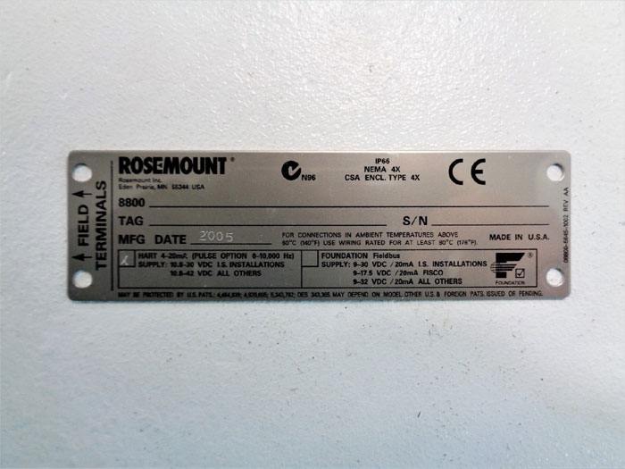 Rosemount 8800 Vortex Flow Transmitter 8800CW030SA1N1D1K5