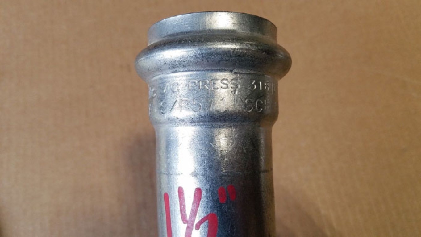 Victaulic Vic-Press 1-1/2" 45 Degree Elbow 316 Stainless Steel #P571