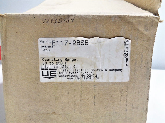 United Electric 30 to 250F Temperature Switch E117-2BSB