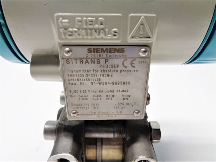 Siemens Sitrans P Pressure Transmitter 7MF4335-3FC22-1NC6-Z