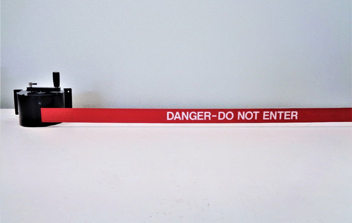 Visiontron RetractaBelt Retractable Barrier 50FT, Red, "DANGER - DO NOT ENTER"