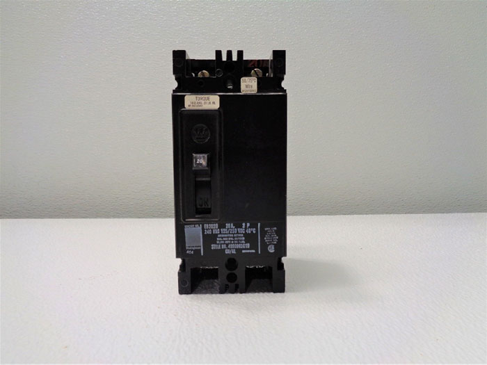 Westinghouse EB2020 Circuit Breaker, 20A, 2-Pole, 240 VAC, 125/250 VDC