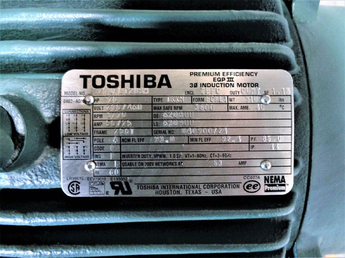 Toshiba 20 HP Premium Efficiency EQP III 3-Phase Induction Motor B0204FLT2USM
