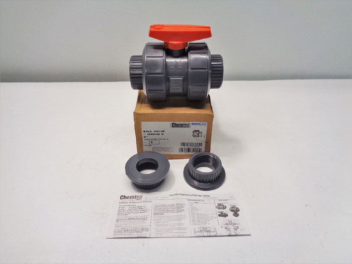 Chemtrol Nibco 2" PVC FKM Ball Valve, SOC/THD, Full-Port, U45TB V **LOT OF (2)**