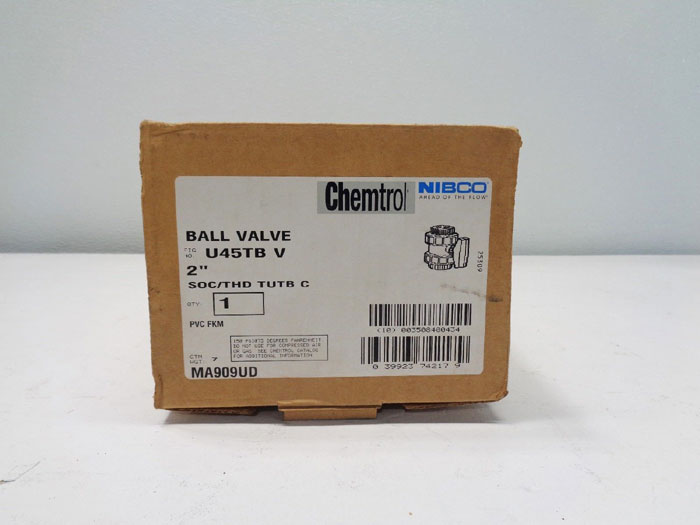 Chemtrol Nibco 2" PVC FKM Ball Valve, SOC/THD, Full-Port, U45TB V **LOT OF (2)**