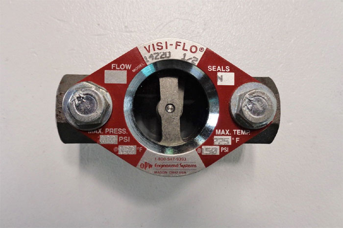 OPW Visi-Flo 1/2" NPT Sight Flow Indicator, #1471T w/ Bi-Directional Flapper