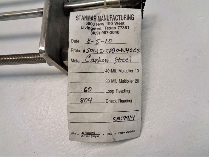 Stanmar Corrosion Probe High Pressure Injection Quills SM-12-CP30-W40CS