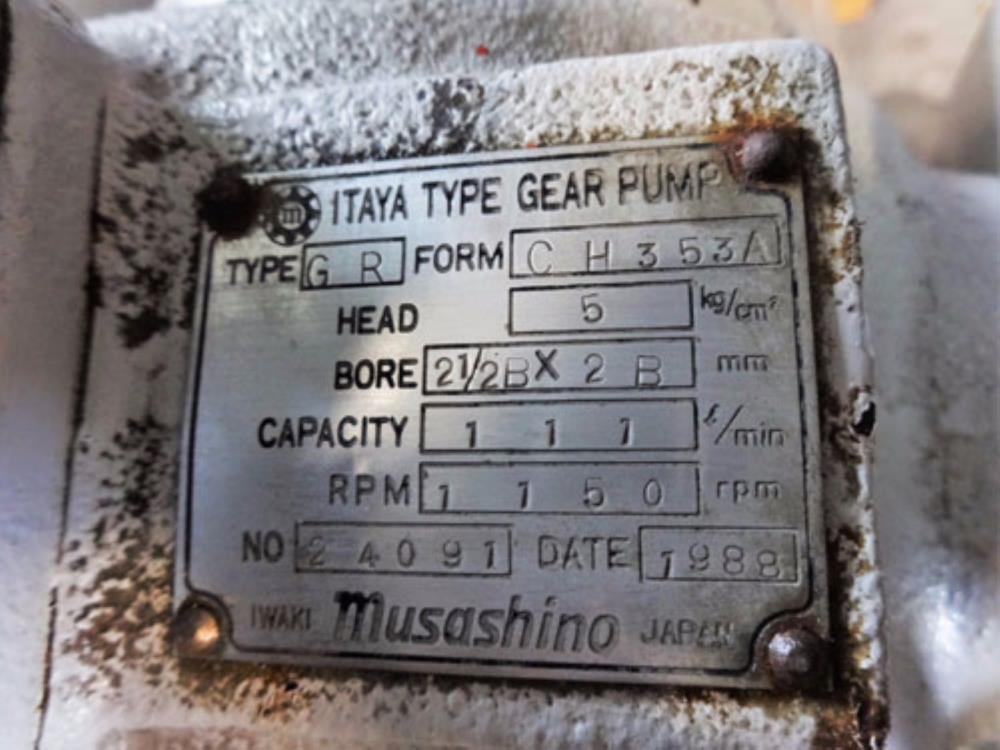 MUSASHINO ITAYA TYPE GR GEAR PUMP FORM CH 353A