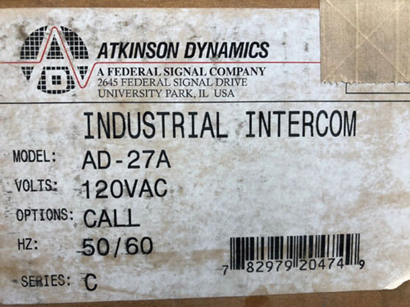 ATKINSON DYNAMICS INDUSTRIAL INTERCOM AD-27A