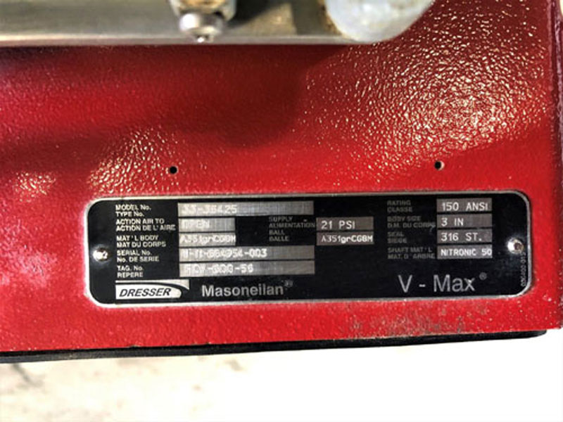 Dresser Masoneilan V-Max 3" 150# SS Control Valve, #33-36425, FCV-600-56