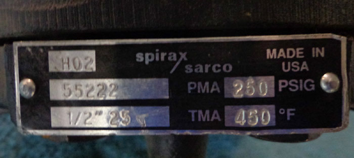 SPIRAX SARCO 1/2" PRESSURE REGULATING VALVE / STEAM CONTROL VALVE 55222