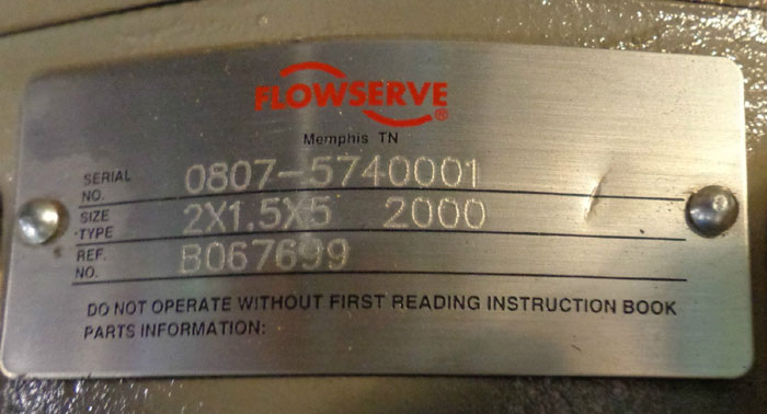 FLOWSERVE 2x1.5x5 HORIZONTAL MOTOR PUMP