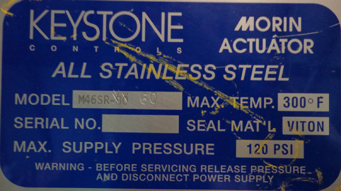 KEYSTONE MORIN ACTUATOR M46SR-60, STAINLESS STEEL