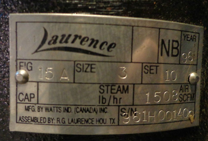 LAWRENCE 3" RELIEF VALVE