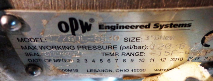 OPW POPPETED KAMVALOK COUPLER W/ CHEMRAZ SEAL - 3" STAINLESS STEEL