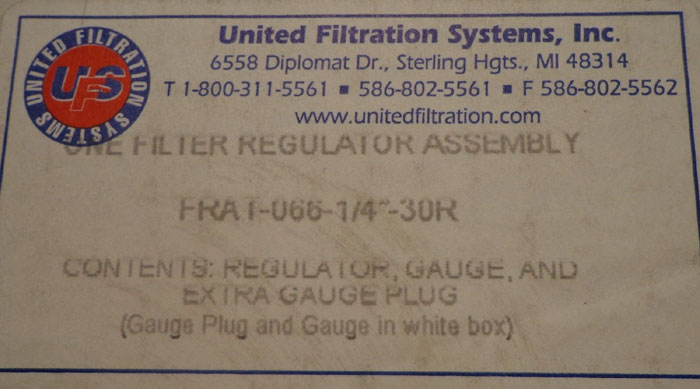LOT OF (7) UNITED FILTRATION SYSTEMS FILTER REGULATOR ASSEMBLY FRAT-066-1/4" - 3