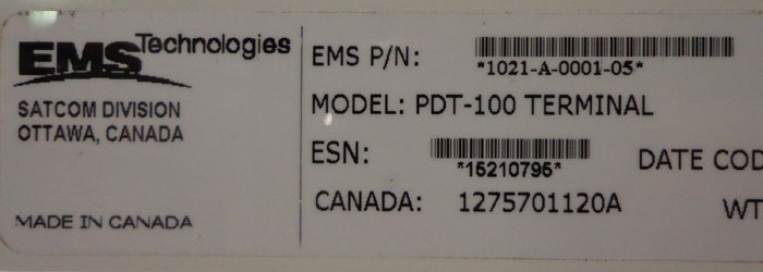 EMS TECHNOLOGIES SATELLITE PACKET DATA TERMINAL