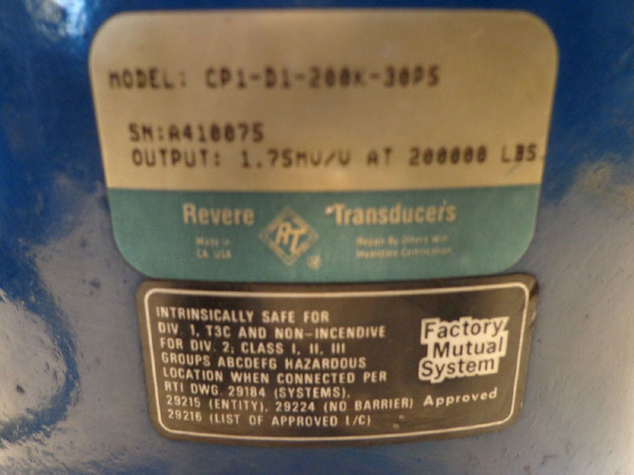 REVERE TRANSDUCERS LOAD CELL  MODEL CP1-D1-200K-30P5