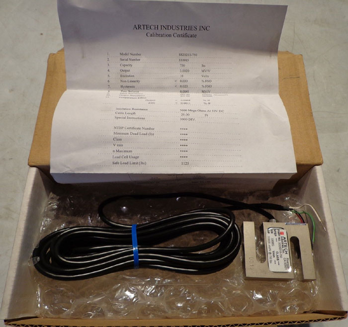 ARTECH INDUSTRIAL S LOAD CELL  750LBS.