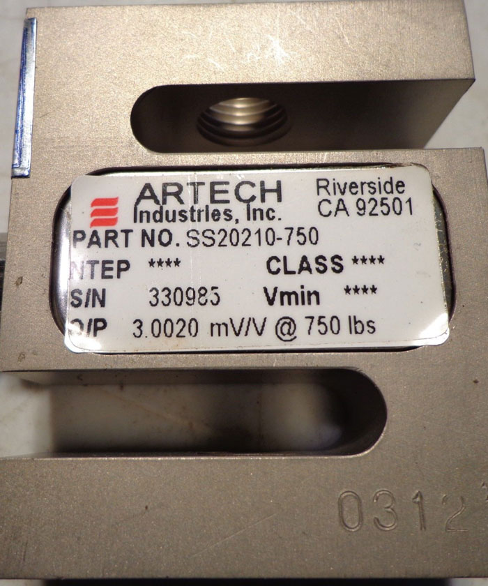 ARTECH INDUSTRIAL S LOAD CELL  750LBS.