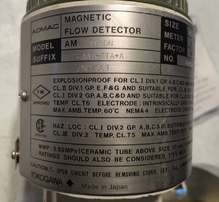 YOKOGAWA ADMAG MAGETIC FLOW CONTROLLER AM 115DN