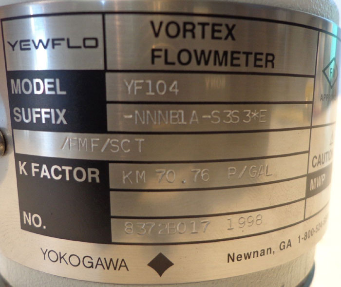 YOKOGAWA YEWFLO VORTEX FLOWMETER - YF104