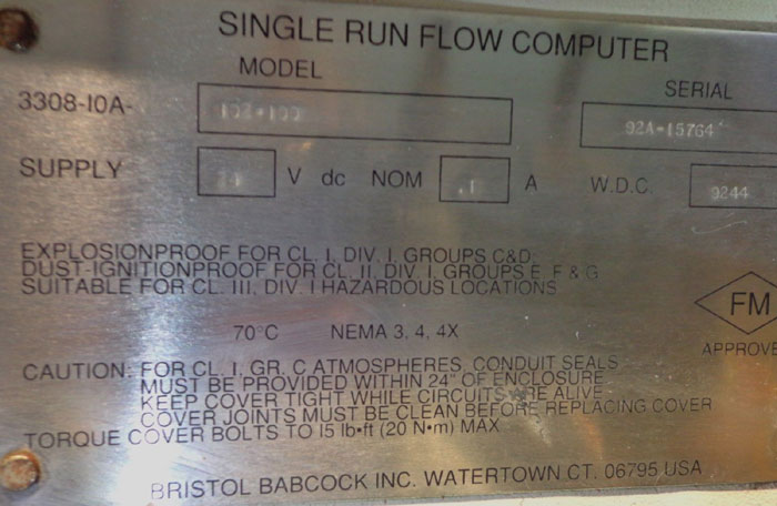 BRISTOL BABCOCK ACCURATE SINGLE RUN FLOW COMPUTER