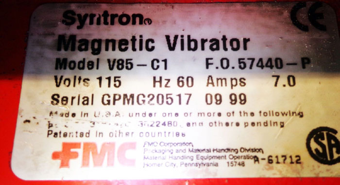 FMC SYNTRON MAGNETIC VIBRATOR - V85-C1 w/ FMC SYNTRON MAGNETIC FEEDER - F-212B