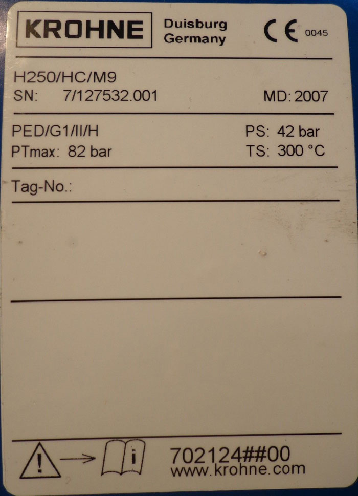 KROHNE H250-HC-M9 VARIABLE AREA FLOW METER