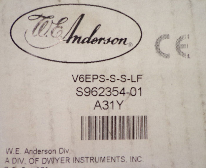 W.E.ANDERSON SERIES V6 FLOTECT FLOW SWITCH V6EPS-S-S-LF