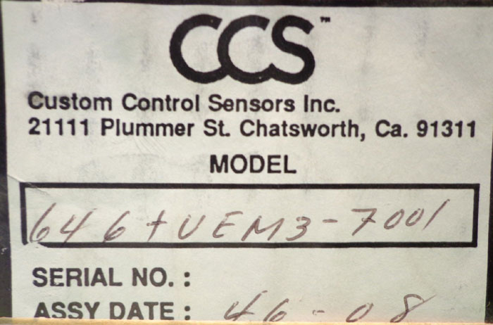 CUSTOM CONTROL SENSOR - MODEL: 646TUEM3-7001 w/ PROBE