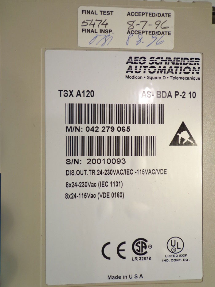 SCHNEIDER AEG AUTOMATION TSX  A120  DAP 210/AS-BDAP-210
