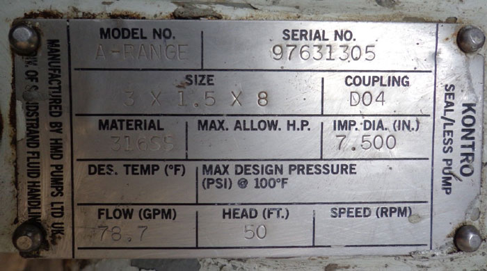 HMD KONTRO PUMP A-RANGE  3x1.5x8