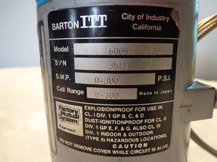 BARTON ITT PRESSURE TRANSMITTER W/ DIAPHRAGM