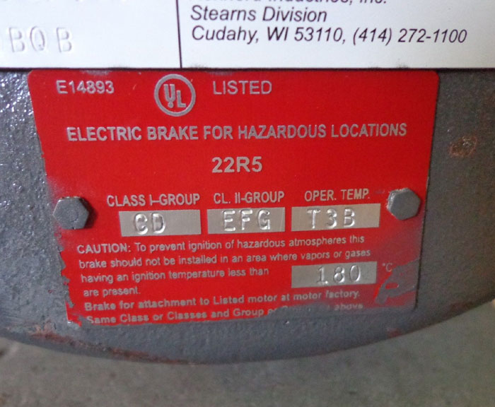 Stearns Electric Brake - Model #106533105BQB w/ Baldor Motor
