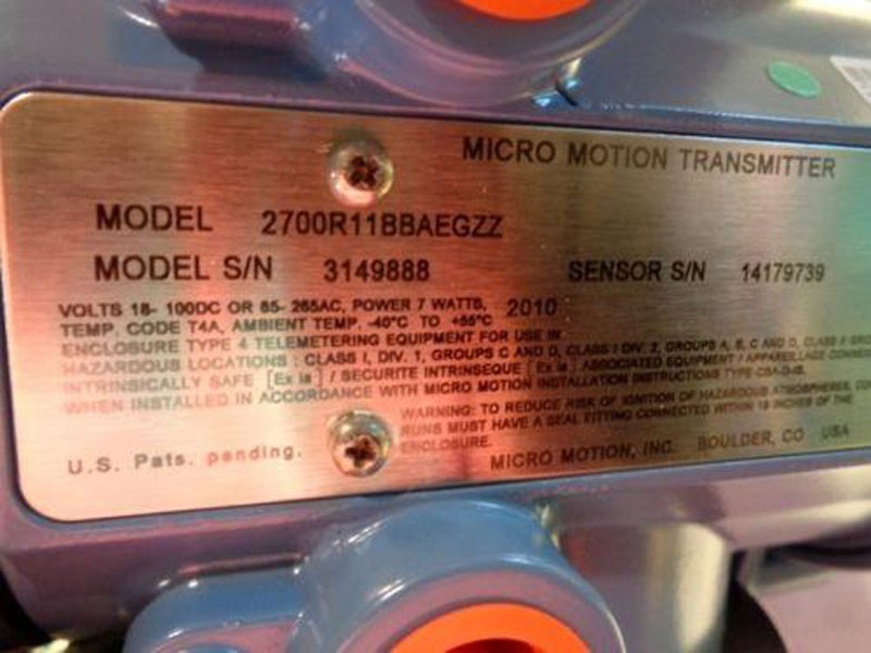MICRO MOTION TRANSMITTER -  MODEL: 2700R11BBAEGZZ  (EE)